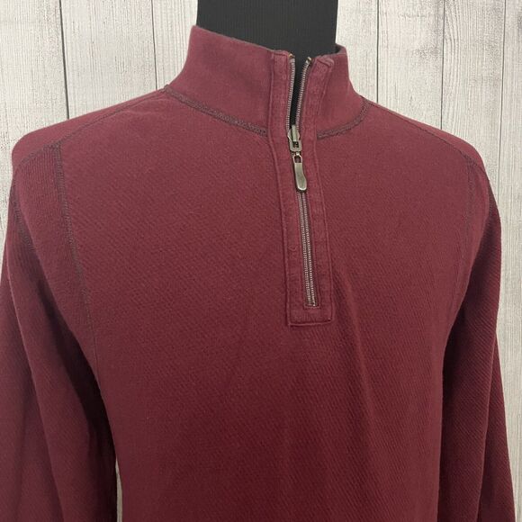 Tommy Bahama Men's XL Burgundy / Red Quarter Zip Reversible Pullover Sweater - Picture 10 of 14